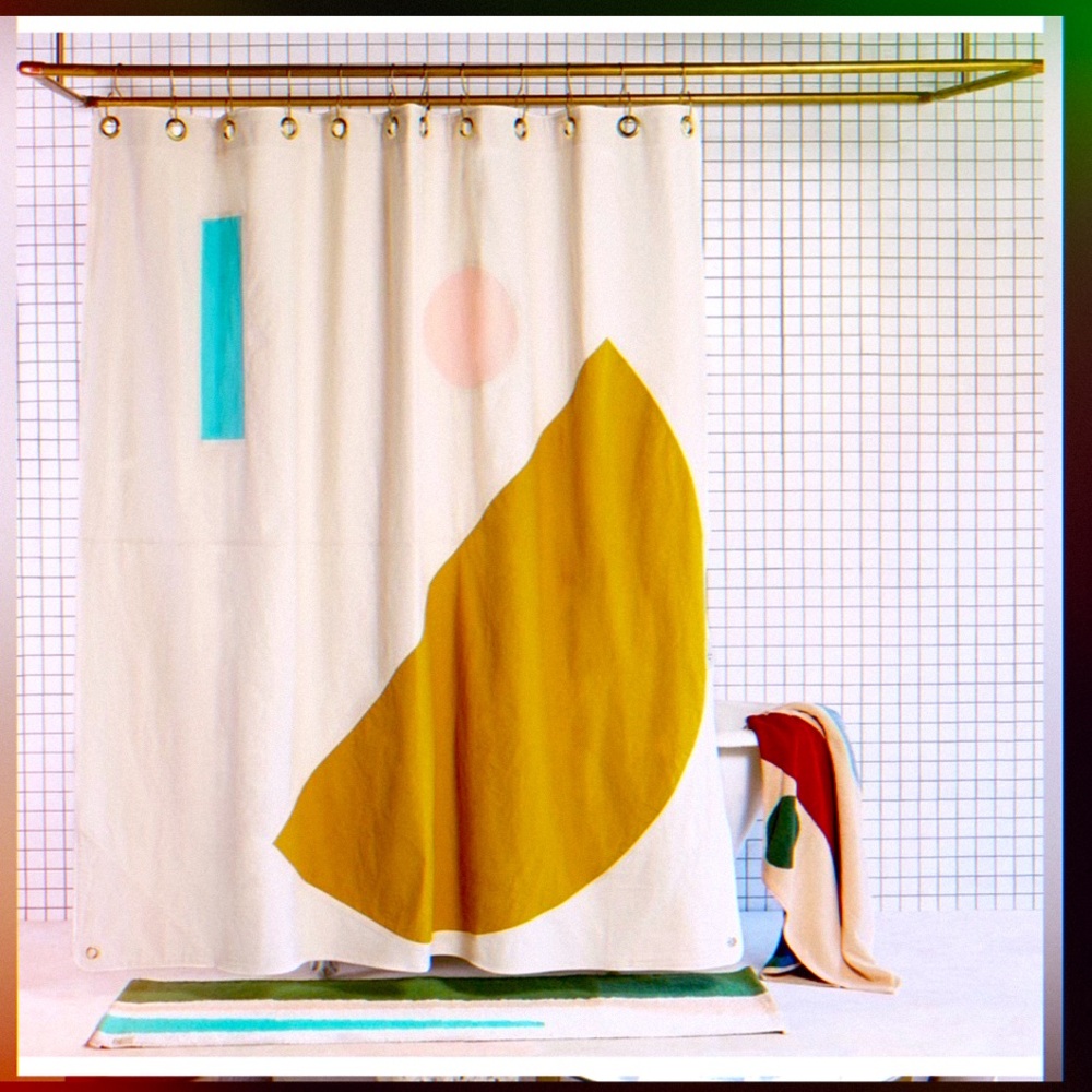 QUIET TOWN BEACON HESSE cotton canvas quilted colorful heavy shower curtain